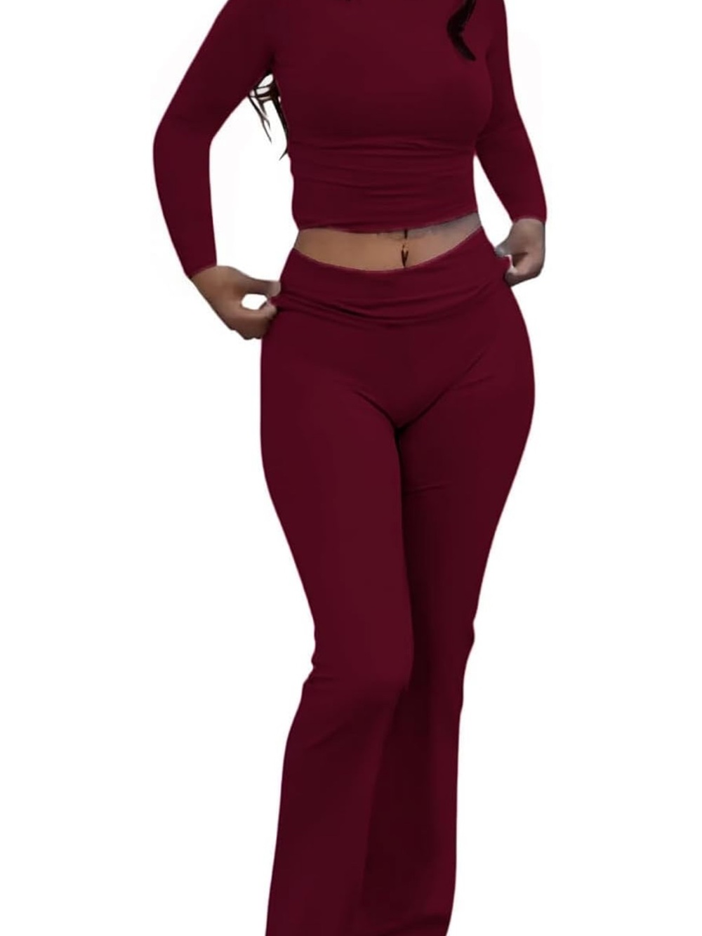 Womens Red Long-Sleeve Matching Set